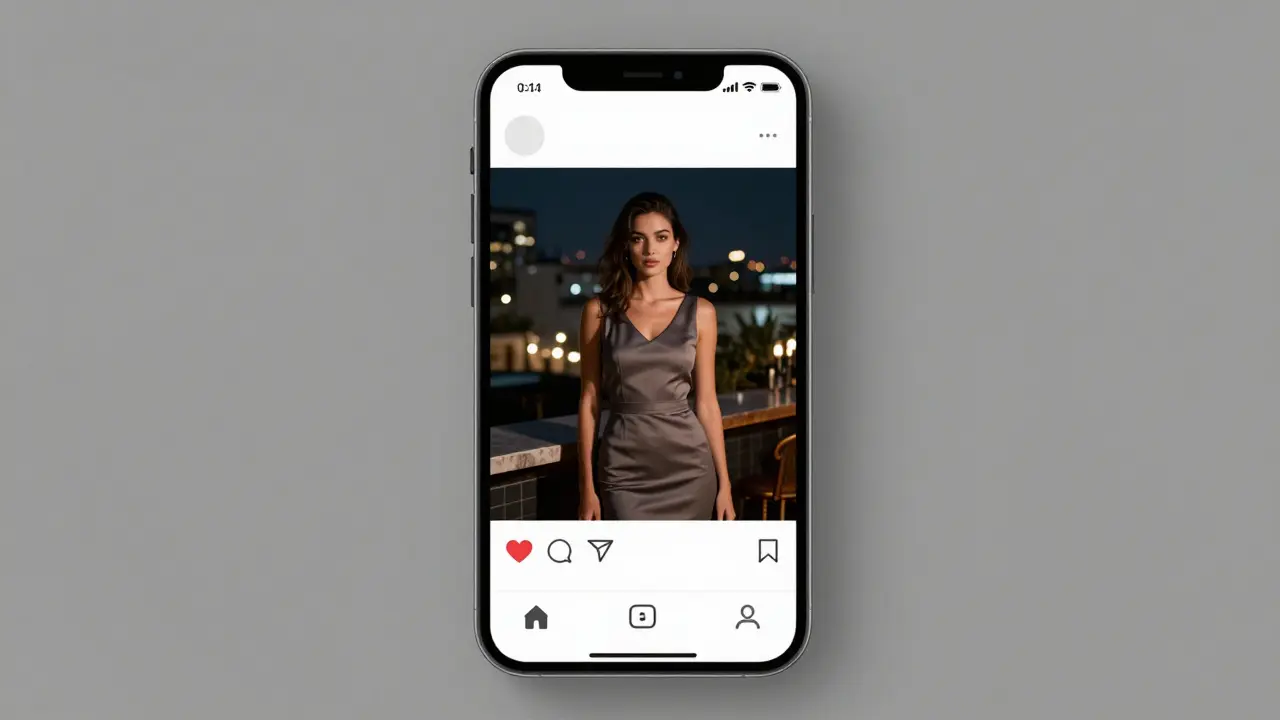 A minimalist social media profile photo of a woman at a rooftop bar in Abu Dhabi, no text or tags visible.