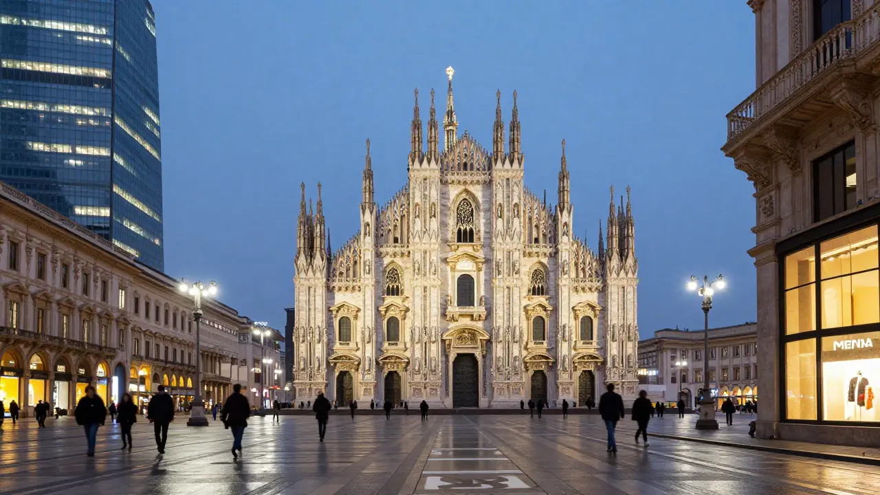 Modern Milan skyline blending Duomo and skyscrapers